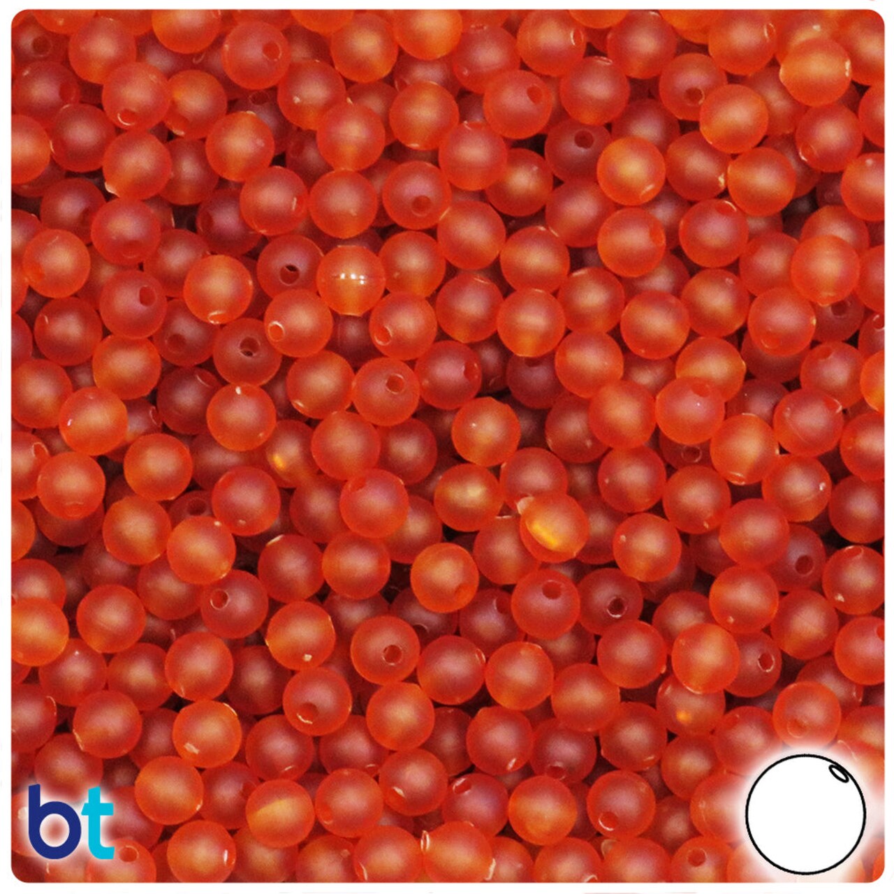 BeadTin Tortoise Frosted 6mm Round Plastic Craft Beads (500pcs)